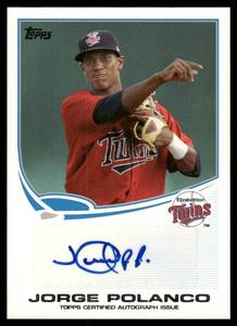 lot 191A image: Jorge Polanco RC Auto 2013 Topps Pro Debut Autographs #PDA-JPO Elizabethton Twins Baseball Card