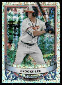 lot 193A image: Brooks Lee RC Numbered 150 2024 Bowman Sterling Prospects #BSP-16 Minnesota Twins Baseball Card