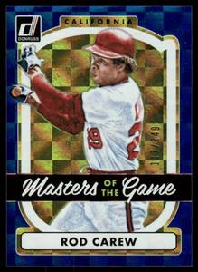 lot 198A image: Rod Carew Numbered 249 2017 Donruss Masters of the Game Blue #MG-10 California Angels Baseball Card