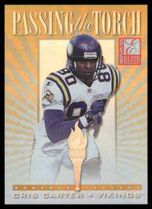 lot 207A image: Cris Carter Numbered 1500 Gold Foil 1999 Donruss Elite Passing the Torch #17 Minnesota Vikings Football Card