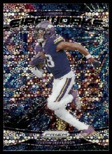 lot 210A image: Justin Jefferson Disco Prizm 2024 Panini Prizm Fireworks #8 Minnesota Vikings Football Card