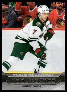 lot 218A image: Brock Faber RC 2023 Upper Deck Debut Dates #DD-15 Minnesota Wild Hockey Card