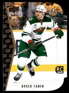 lot 221A image: Brock Faber RC Die Cut 2023 Upper Deck  Rookie Die Cuts #RDT-12 Minnesota Wild Hockey Card