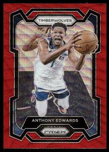 lot 222A image: Anthony Edwards Ruby Wave Refractor 2023 Panini Prizm #108 Minnesota Timberwolves Basketball Card