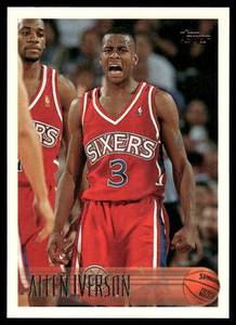 lot 226A image: Allen Iverson RC 1996 Topps #6 Philadelphia 76ers Basketball Card