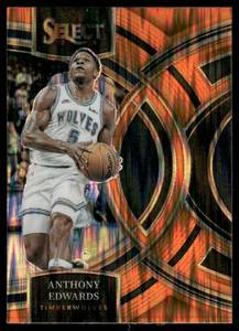 lot 227A image: Anthony Edwards Orange Shimmer 2023 Panini Select #164 Minnesota Timberwolves Basketball Card