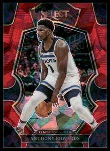 lot 230A image: Anthony Edwards Cracked Ice 2022 Panini Select Red Prizms #146 Minnesota Timberwolves Basketball Card