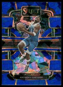 lot 231A image: Anthony Edwards Blue Cracked Ice 2023 Panini Select #37 Minnesota Timberwolves Basketball Card