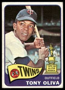 lot 12B image: Tony Oliva Rookie Cup 1965 Topps #340 Vintage Minnesota Twins Baseball Card