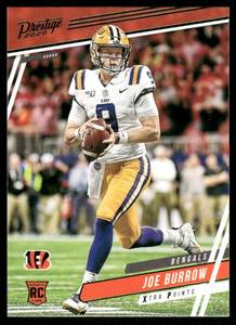 lot 28B image: Joe Burrow RC Green Parallel 2020 Prestige #258 Rookie Football Card