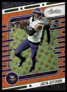 lot 29B image: Justin Jefferson 299 2023 Absolute #69, numbered 201299 Minnesota Vikings Football Card