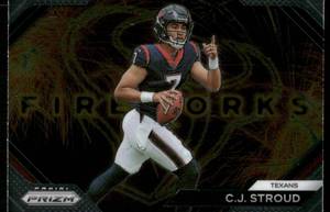 lot 100A image: CJ Stroud RC 2023 Prizm Fireworks #F-10 Rookie Football Card