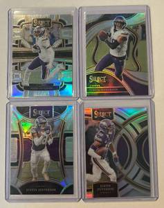 lot 140A image: Justin Jefferson 4-Card Silver Prizm Select Minnesota Vikings Football Card Lot