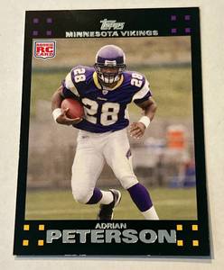 lot 202A image: Adrian Peterson RC 2007 Topps #301 Minnesota Vikings Football Card