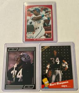 lot 239A image: Bo Jackson 3 Card Promo Football Baseball Lot