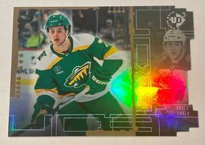 lot 247A image: Brock Faber RC Die Cut 2023-24 Upper Deck Extended #UD3-7 Rookie Minnesota Wild Hockey Card