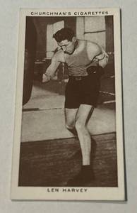 lot 257A image: 1938 Boxing Personalities Len Harvey #18 Churchmans Cigarettes