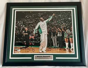 lot 3B image: Kevin Garnett Signed Photo - Beckett COA Custom Framed 26.5x22.5 and Matted Minnesota Timberwolves Basketball