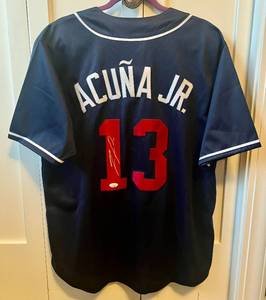 lot 7C image: Ronald Acuna Jr. Signed Custom Baseball Jersey w JSA COA