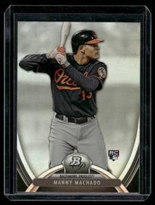lot 253 image: Manny Machado RC 2013 Bowman Platinum #42 Baseball Card