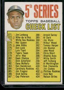 lot 256 image: Checklist 353-429 1967 Topps #361 Baseball Card