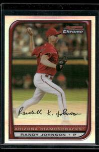 lot 257 image: Randy Johnson Refractor 2008 Bowman Chrome #175 Baseball Card