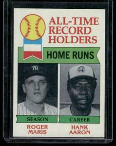lot 264 image: All-Time Home Run Records - Roger MarisHank Aaron 1979 Topps #413 Baseball Card