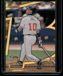lot 269 image: Chipper Jones Refractor 2001 Bowmans Best #46 Baseball Card