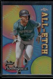 lot 280 image: Julio Rodriguez Refractor 2024 Topps Chrome All Etch #CAE-7 Baseball Card
