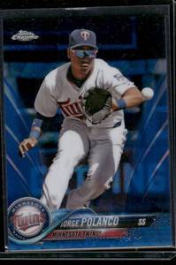 lot 287 image: Jorge Polanco Sapphire 2018 Topps Chrome #107 Baseball Card