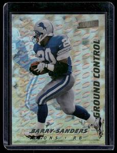 lot 297 image: Barry Sanders Refractor 1997 Stadium Club Offensive Strikes #GC1 Football Card