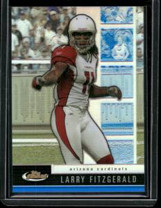 lot 303 image: Larry Fitzgerald Blue Refractor 2008 Finest #59 Football Card