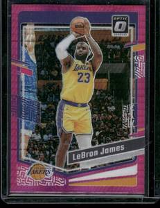 lot 310 image: LeBron James 2023 Donruss Optic Hyper Pink #65 Basketball Card
