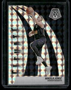 lot 312 image: Nikola Jokic Silver 2023 Panini Mosaic #5 Basketball Card