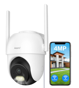 lot 126 image: ARENTI Outdoor Security Camera, 4MP Home Surveillance WiFi Camera, Plug-in, PanTilt, 2.4G5GHz Dual Bands, Color Night Vision