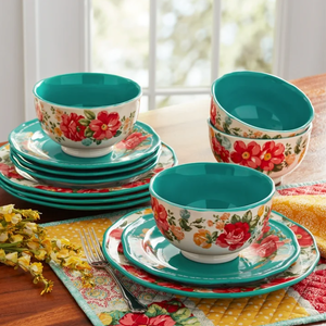 lot 247 image: 12PCS The Pioneer Woman Vintage Floral Dinnerware Set