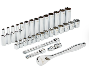 lot 278 image: 32PCS Milwaukee 48-22-9508 38 Drive Ratchet & Socket Set - Metric