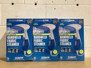 lot 529 image: LOT OF 3 Conair Handheld Garment Steamer for Clothes, ExtremeSteam 1200W, Portable Handheld Design