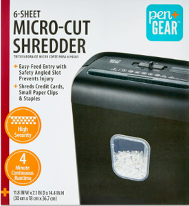 lot 299 image: PenGear 6-Sheet Micro-cut PaperCredit Card Shredder with 3.4 Gallon Bin, Black,Home and Office use