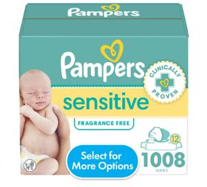 lot 305 image: Pampers Baby Wipes Sensitive 1008 Wipes