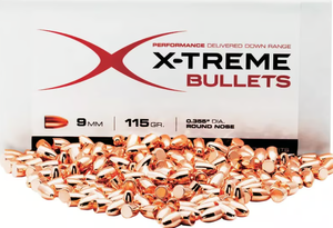 lot 306 image: X-Treme Bullets 9mm 115gr 0.355 Round Nose 500 ct.