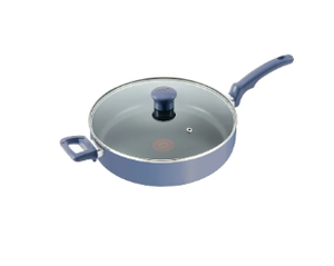 lot 392 image: T-fal Kitchen Solutions Cookware, 5 Quart Non-Stick Jumbo Cooker With Lid, Ocean Blue