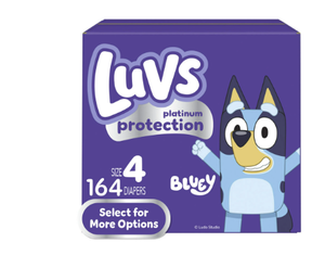 lot 568 image: Luvs Platinum Protection Baby Diapers Size 4, 164 Count