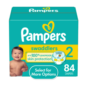 lot 569 image: LOT OF 2 Pampers Swaddlers Baby Diapers Size 2, 84 Count