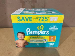 lot 190 image: Pampers Swaddlers Diapers, Size 2, 180 Count
