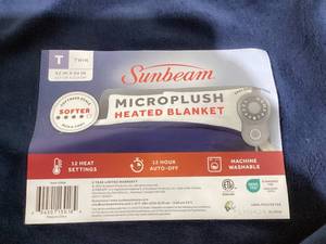 lot 546 image: Sunbeam Twin Blanket Poseidon Microplush, 12 Heat Settings, 12-Hour Auto Shut-Off, Electric Heated Blanket with Controller, 84 x 62