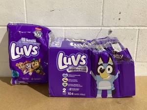 lot 570 image: LOT OF 2 Luvs Platinum Protection Baby Diapers Size 2