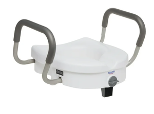 lot 504 image: Equate Raised Toilet Seat with Handles, 5 Seat Riser with Arms, Fits Most Toilets, 350 lb Capacity