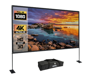 lot 509 image: onn. 120 Portable IndoorOutdoor 169 Projection Screen with Stand