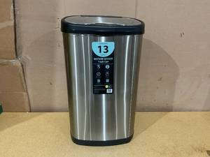 lot 212 image: Nine Stars 13.2 Gallon Trash Can, Motion Sensor Kitchen Trash Can, Stainless Steel